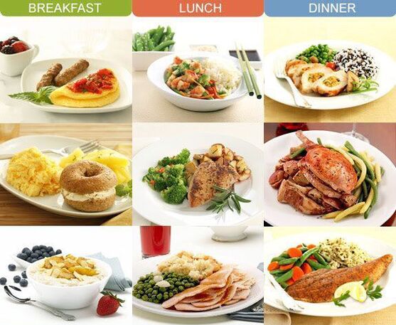 Comidas dietéticas para almorzo, xantar e cea para a pancreatite
